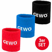 Gewo セット 3 x スウェットバンド レッド/ブルー/ブラック