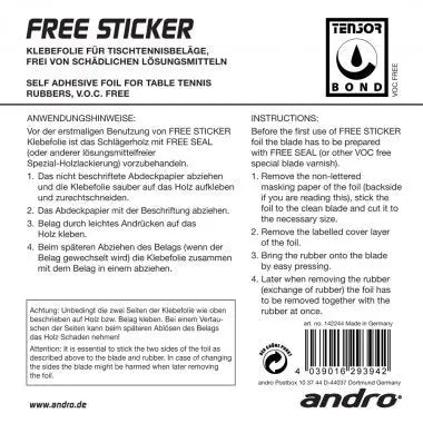 Andro Gluing sheet Free Sticker Andro SE - tabletennisstore.eu